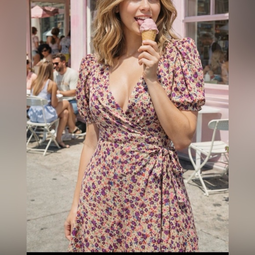 Floral Wrap Midi Dress